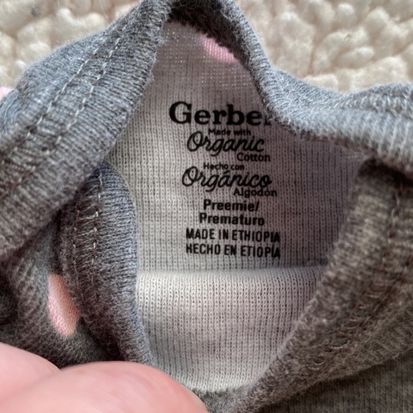 Gerber Organics Gray Bodysuit/Onesie Polka Dot (Preemie) - Picture 4 of 5